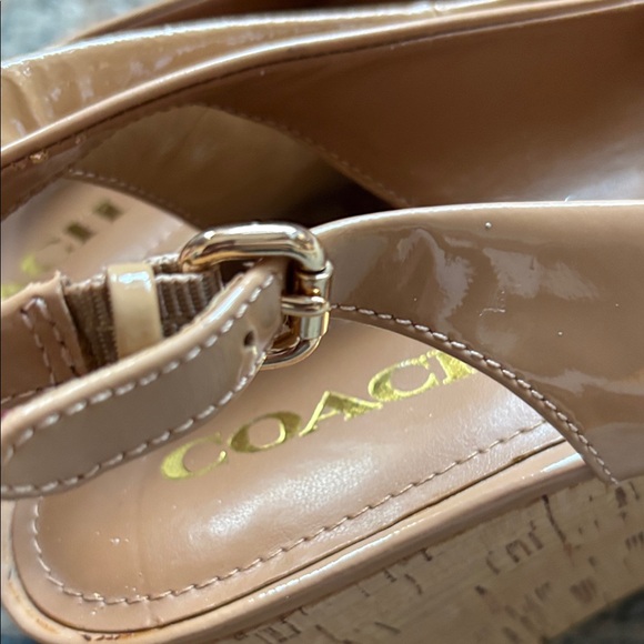Coach Beige Peep-Toe Wedges - Picture 9 of 10